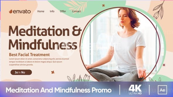 卡通风格外观冥想宣传片AE模板