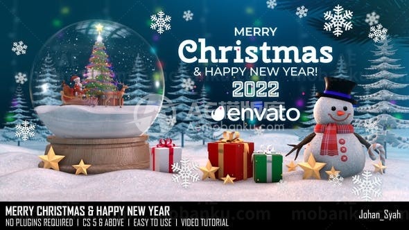 金色圣诞新年欢庆演绎AE模板