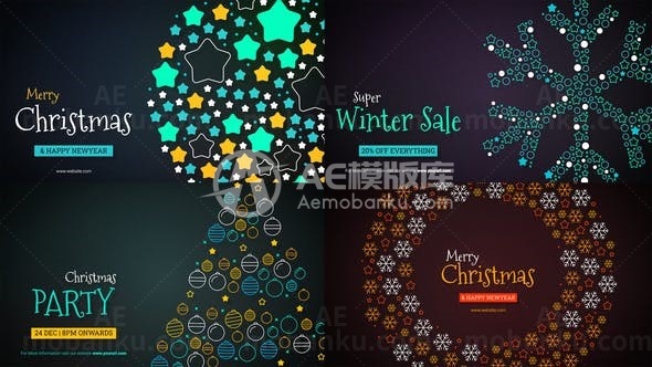 圣诞快乐文字标题演绎AE模板