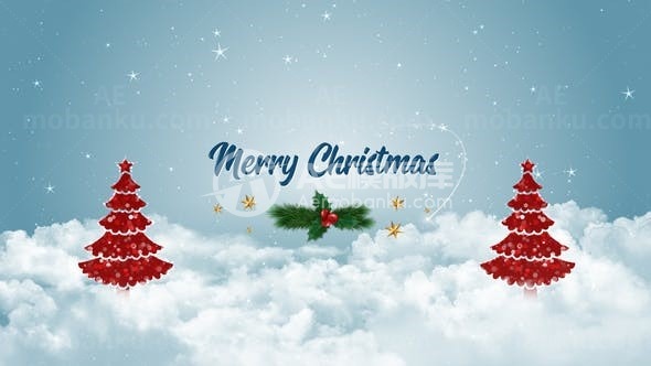 云上圣诞快乐标志演绎AE模板