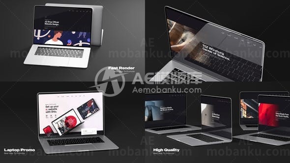 简约笔记本电脑网站宣传AE模板