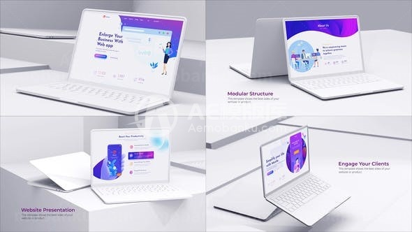 笔记本电脑展示网站AE模板