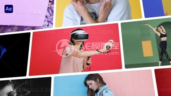 多屏幕网格过渡视频展示AE模板