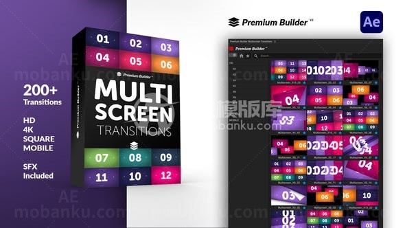 多屏过渡图片视频展示AE模板