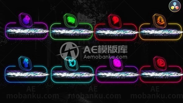 霓虹灯图标动态演绎AE模板