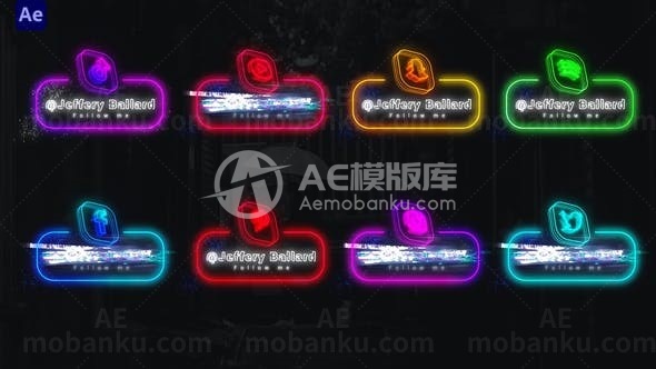 霓虹灯图标动态演绎AE模板