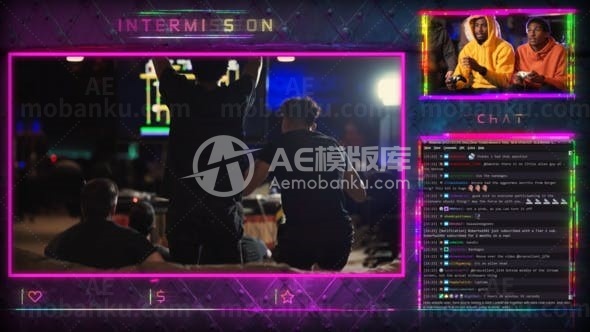 霓虹灯闪烁标题演绎AE模板