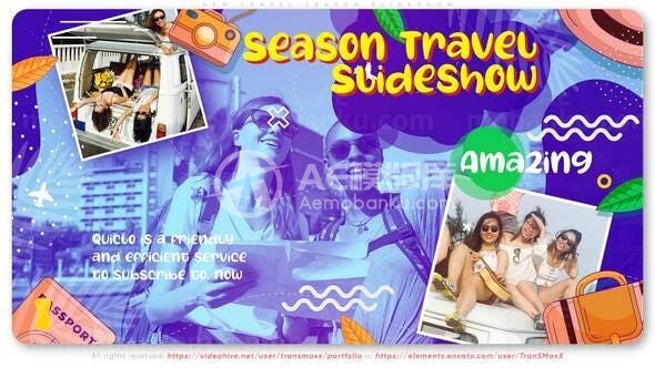 旅游画廊幻灯片展示AE模板