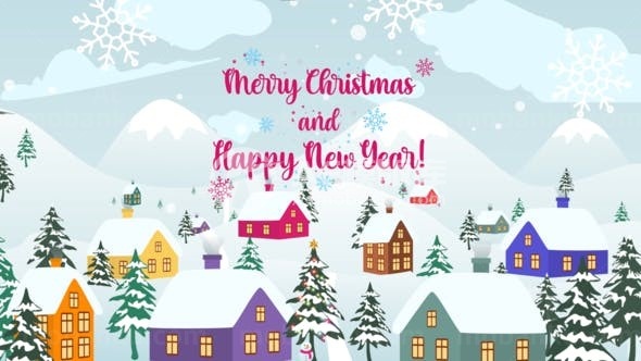 新年圣诞明信片动态演绎AE模板