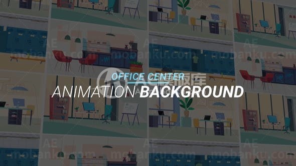 卡通风格办公中心MG动画效果AE模板