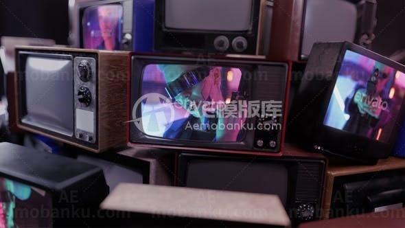 旧电视开启标志演绎AE模板