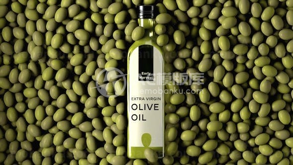 橄榄油瓶标签模型展示AE模板