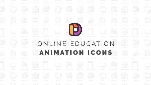 在线教育动画图标动态演绎AE模板