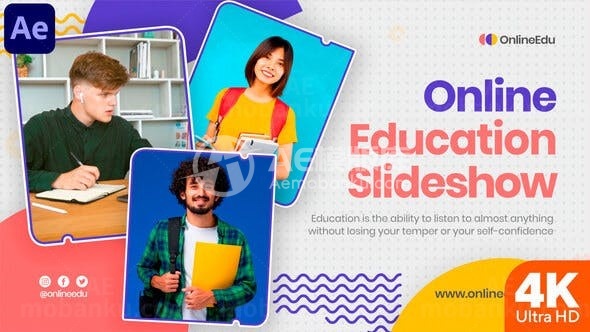 在线教育幻灯片展示AE模板