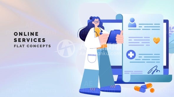 卡通风格在线服务MG动画AE模板