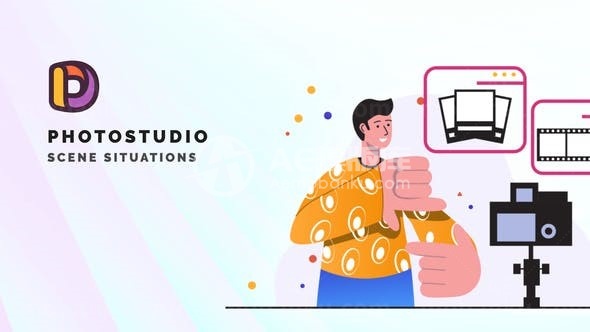 卡通风格摄影研究场景MG动画AE模板