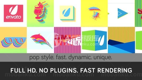 流行时尚风格图标演绎AE模板