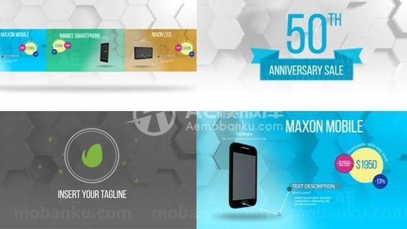 多彩六边形风格产品宣传片AE模板