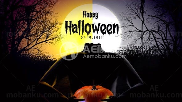 万圣节南瓜头演绎AE模板