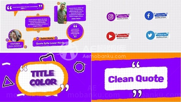 社交媒体图标动态演绎AE模板