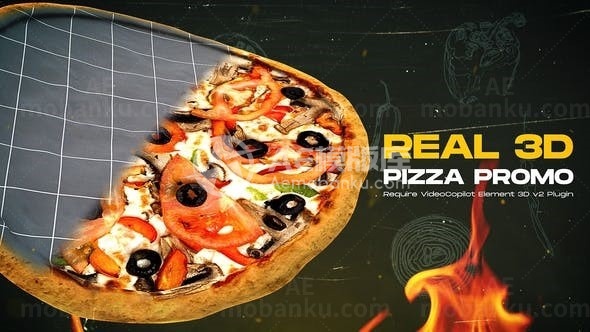 三维披萨宣传AE模板