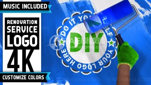 油漆翻新绘画标志演绎AE模板