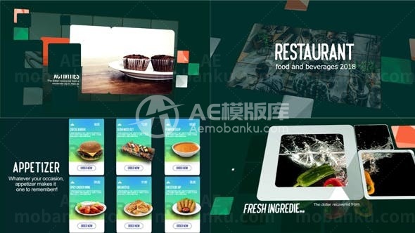 餐厅食物和饮料菜单动态显示AE模板