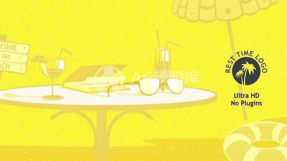 休息时间标志演绎AE模板