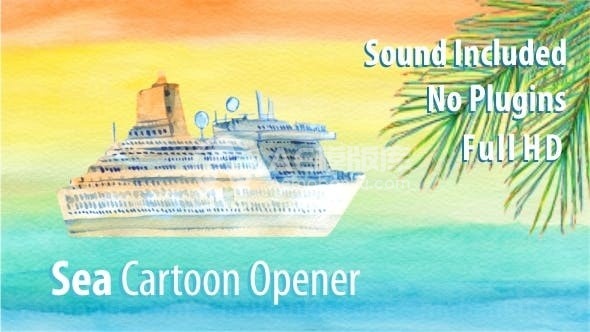 卡通海洋元素展示AE模板