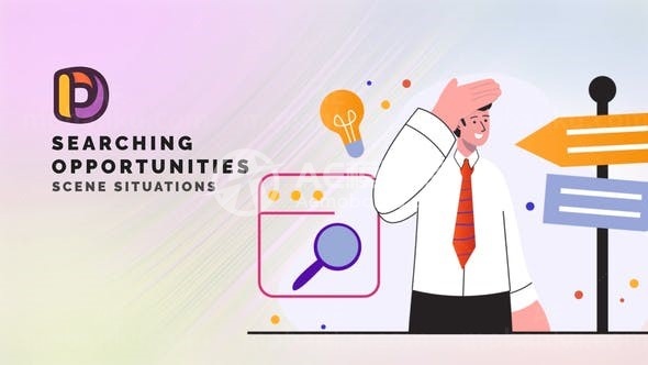 寻找机会场景MG动画AE模板