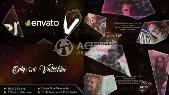 打碎玻璃幻灯片展示AE模板