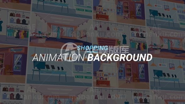 购物MG动画场景AE模板