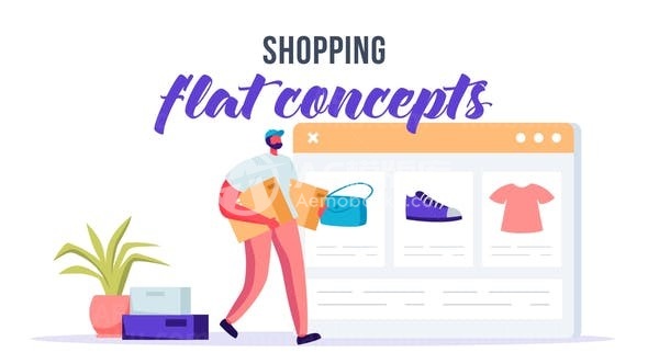 购物公寓MG动画AE模板