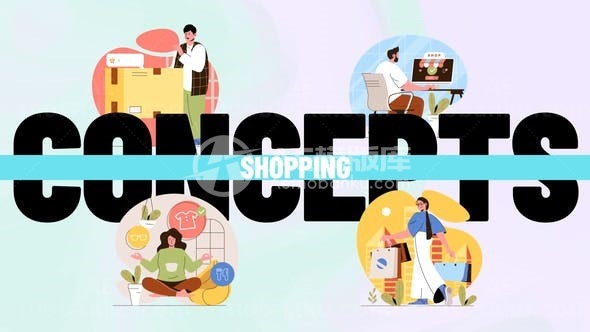 购物场景MG动画AE模板