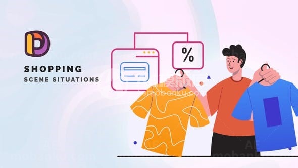 购物场景MG动画AE模板