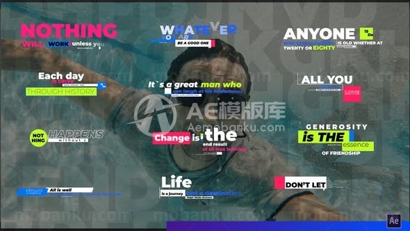 简单而现代的文本布局演绎AE模板