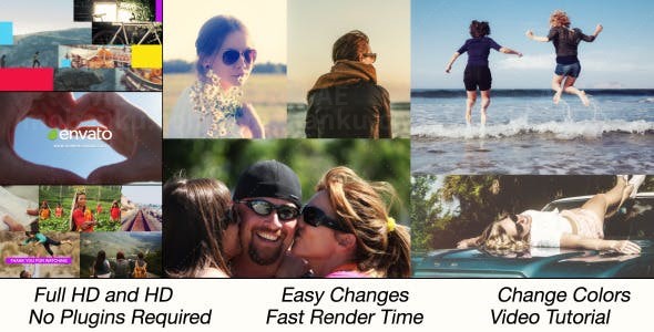 简单的彩色幻灯展示AE模板