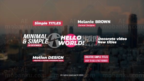 多组简洁标题动态演绎AE模板