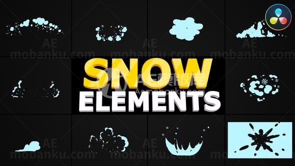 动画特效雪元素圣诞节庆典AE模板