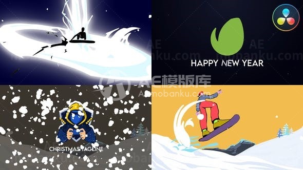 滑雪板标志演绎AE模板