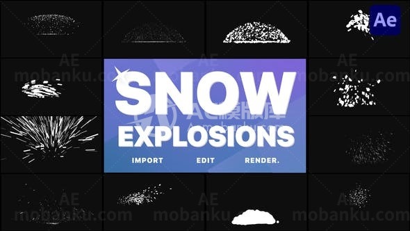 雪爆炸转场切换图片展示AE模板