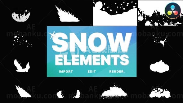 雪元素过渡圣诞图片视频展示AE模板