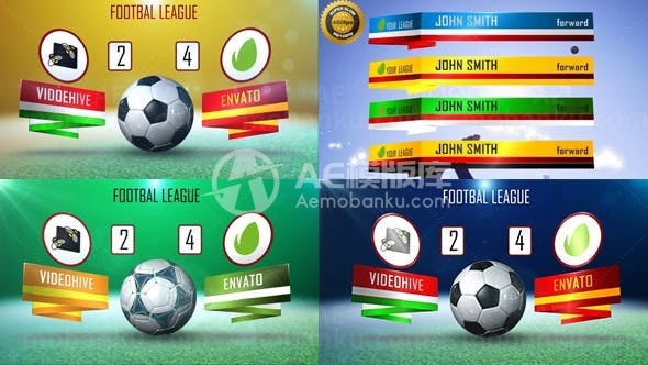 足球运动栏目包装展示AE模板