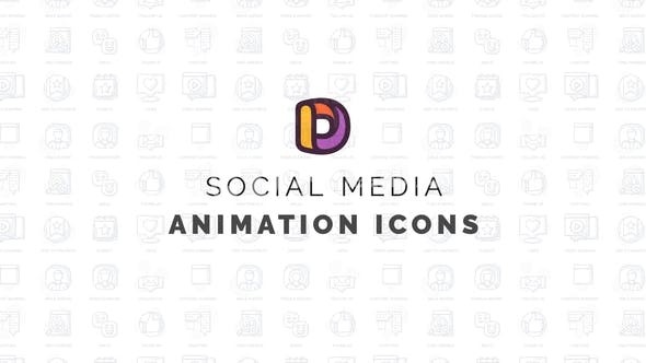 社交媒体图标动画展示AE模板