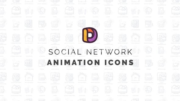 社交网络动画图标演绎AE模板