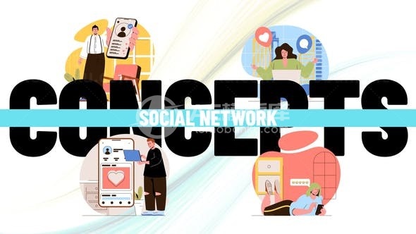 社交网络场景情境MG动画AE模板