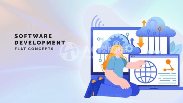 软件开发平面概念图标MG动画AE模板