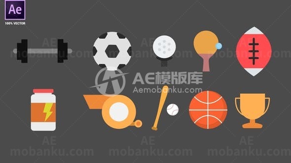 运动动画图标演绎AE模板