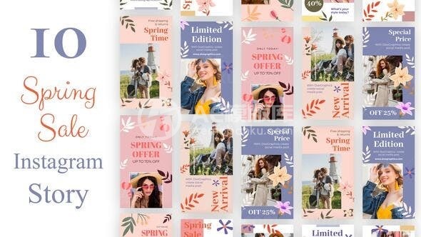 春季销售instagram促销宣传AE模板