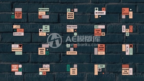 多组方形标题动态演绎AE模板